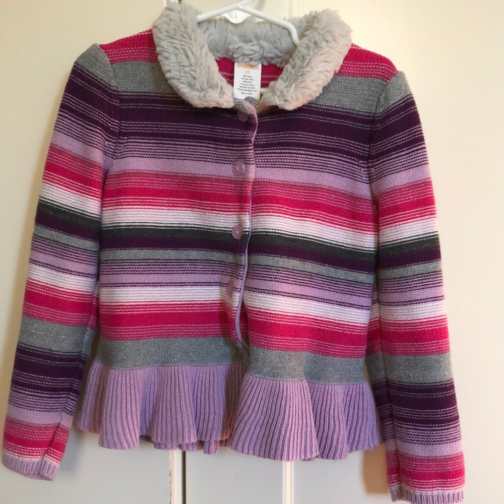 Gymboree sweater with faux fur collar - size 5T